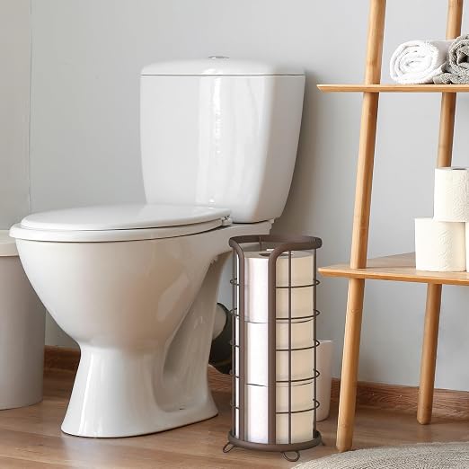 BROOKSTONE, Bronze Toilet Paper Holder, Freestanding Bathroom Tissue Organizer - Image 5