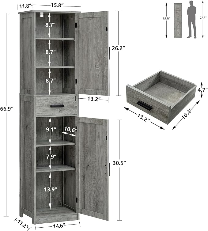 WEENFON Tall Bathroom Cabinet, Storage Cabinet - Image 3