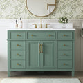 48" Bathroom Vanity with Sink, Sea Green Painted Vanity with Countertop & by DELUXELIVING
