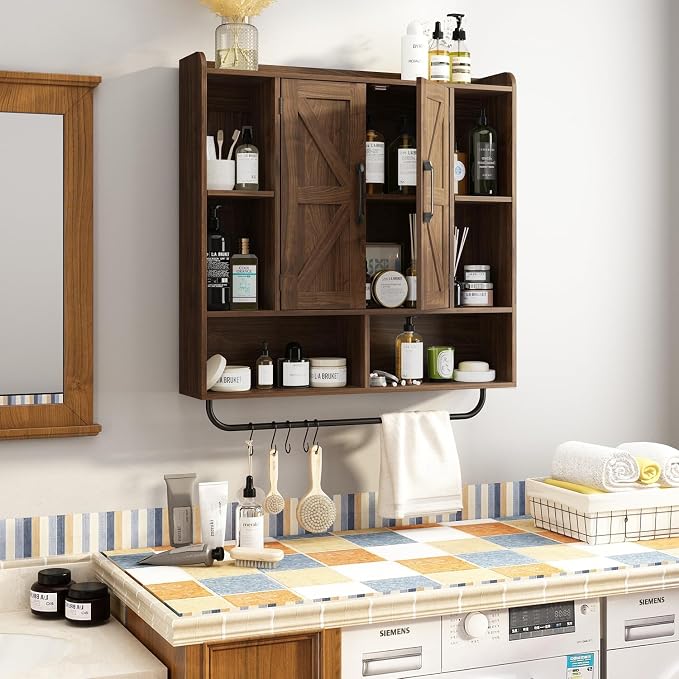 RUSTOWN Rustic Wood Wall Bathroom Cabinet, Farmhouse Medicine Cabinet Wall - Image 5