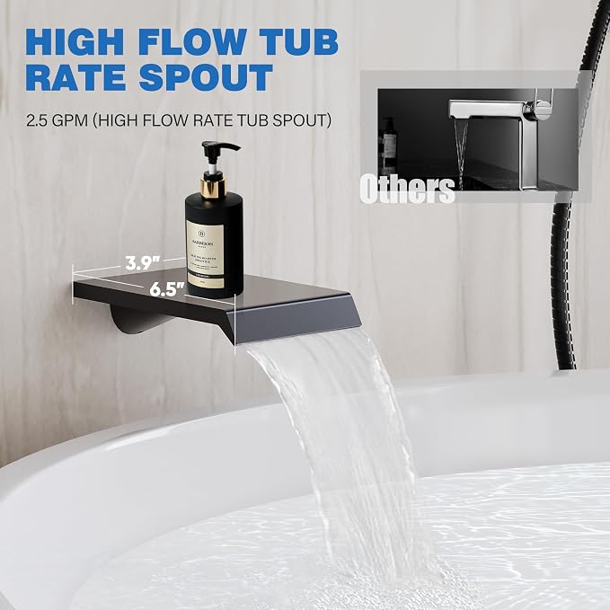 Shower System with Tub Spout, All Metal Tub Shower Faucet Set with 12'' Rain - Image 5