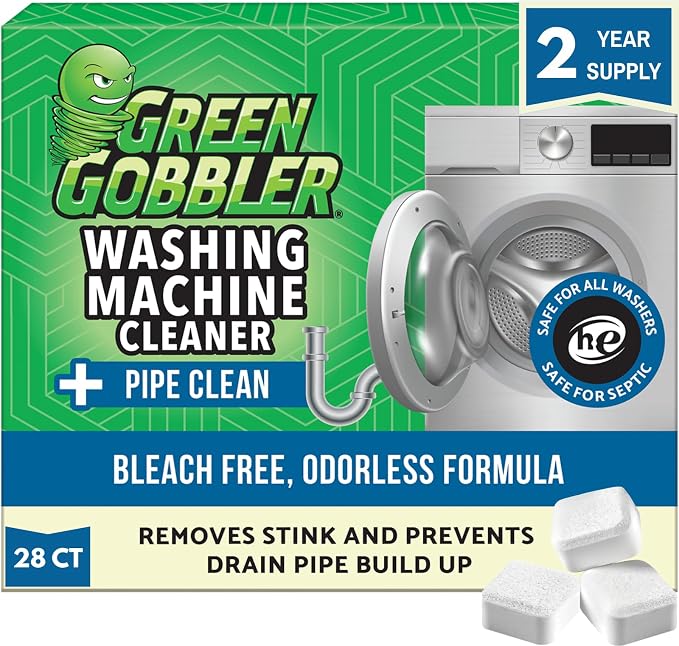 Green Gobbler Premium Washing Machine Cleaner & Deodorizer Tablets by GreenGobbler