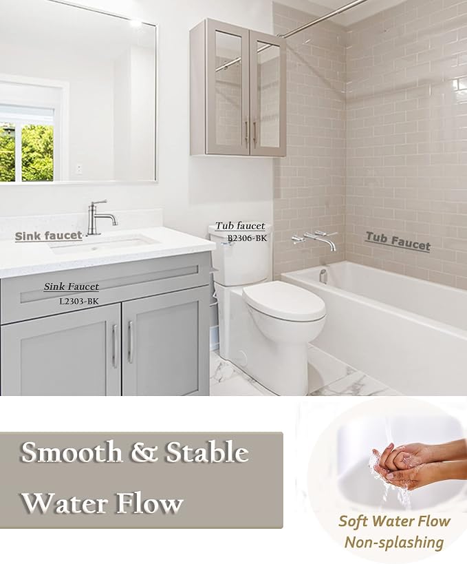 Wall Mount Tub Filler with Rough-in Valve, High Flow Brass Roman Tub Faucet 2 - Image 4