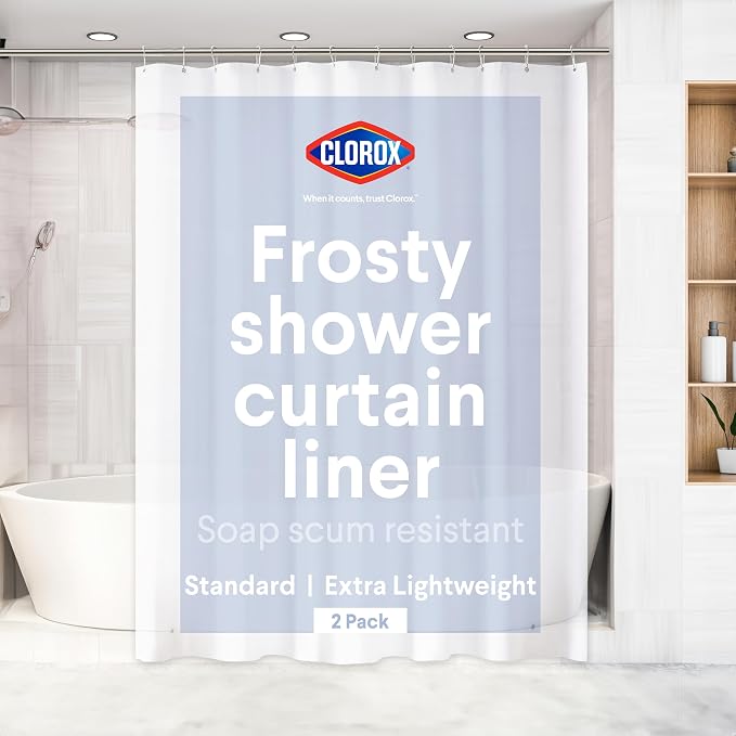 CLOROX Shower Curtain Liner, Premium Lightweight Flexible Waterproof 3g PEVA by Clorox