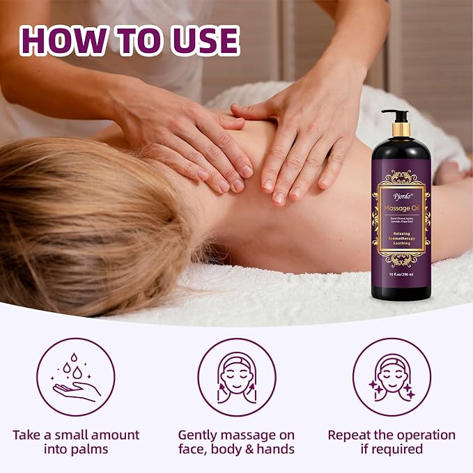 Aromatherapy Lavender Massage Oil, 10 fl oz Relaxing Massage Oil - Image 6