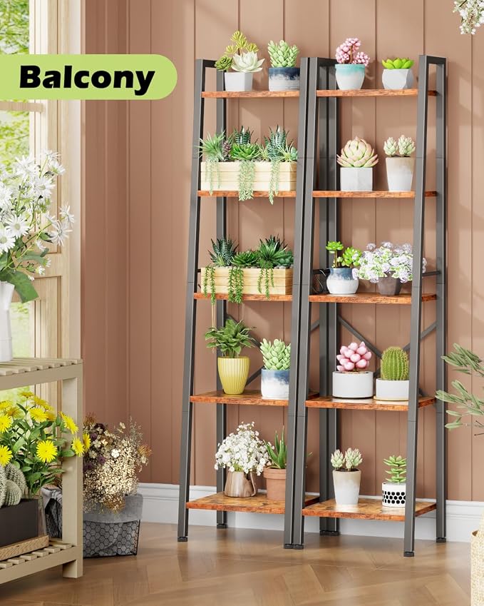 Furologee 5 Tier Ladder Shelf Bookcase, Tall Narrow Bookshelf - Image 3