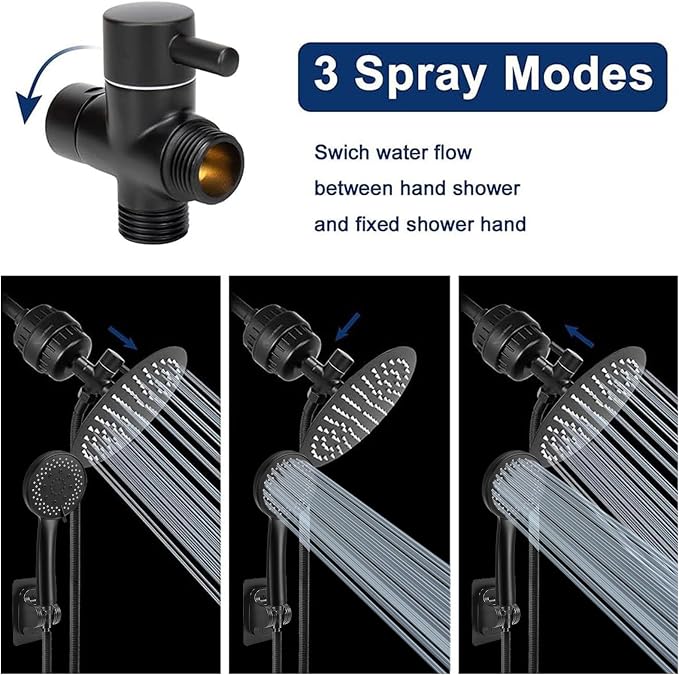 NearMoon Filtered Shower Head, High Pressure 8″Round Rain Shower and 5 settings - Image 2
