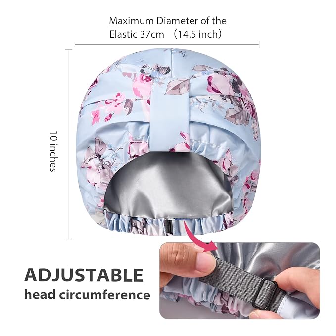 INNELO Luxury Shower Cap for Women Reusable Waterproof, Double Layered Shower - Image 3