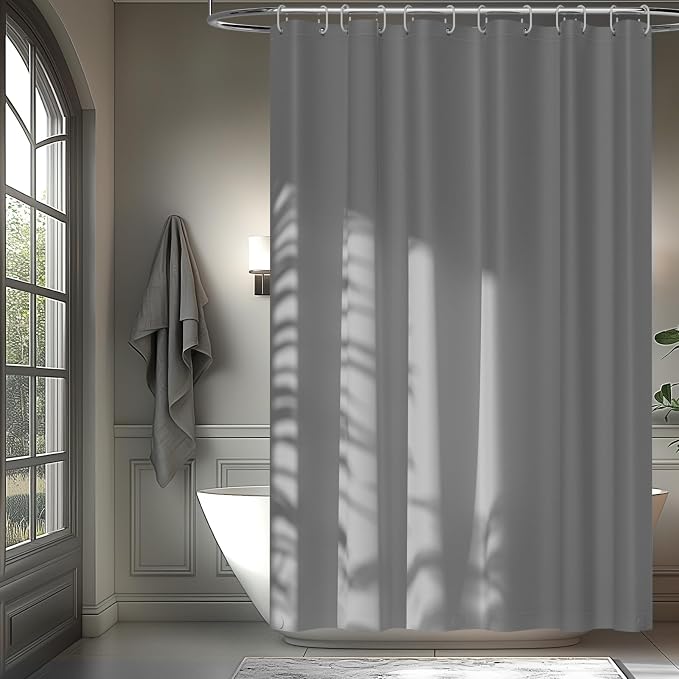 72 x 78 inch Extra Long Waterproof Fabric Shower Curtain Liner, Light Grey - Image 7