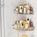 LEVERLOC 2 Pack Powerful Suction Cup Corner Shower Caddy, Stainless Steel by LEVERLOC