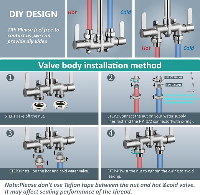 Aolemi Outdoor Shower Fixtures, Outdoor Shower Kit Faucet System 3 Inch Center - Image 9