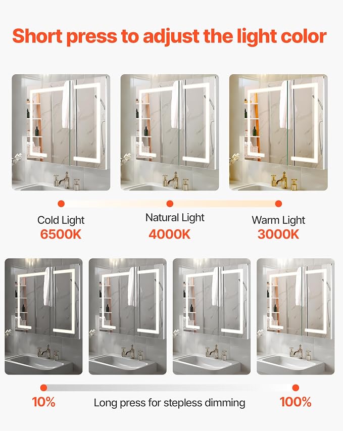 VEVOR Lighted Medicine Cabinet - Image 3