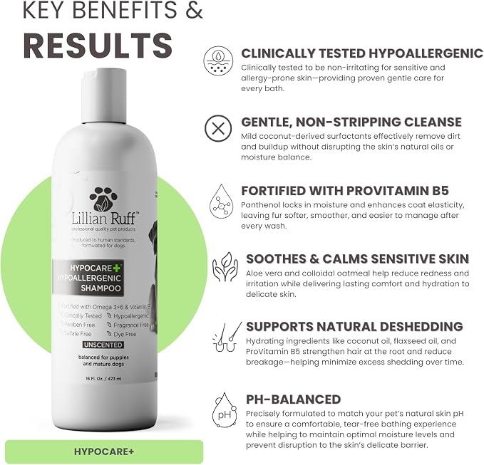 Lillian Ruff PRO Formula HypoCare+ Oatmeal Dog Shampoo | Clinically Tested - Image 4