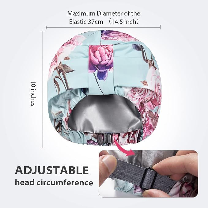 INNELO Luxury Shower Cap for Women Reusable Waterproof, Double Layered Shower - Image 3