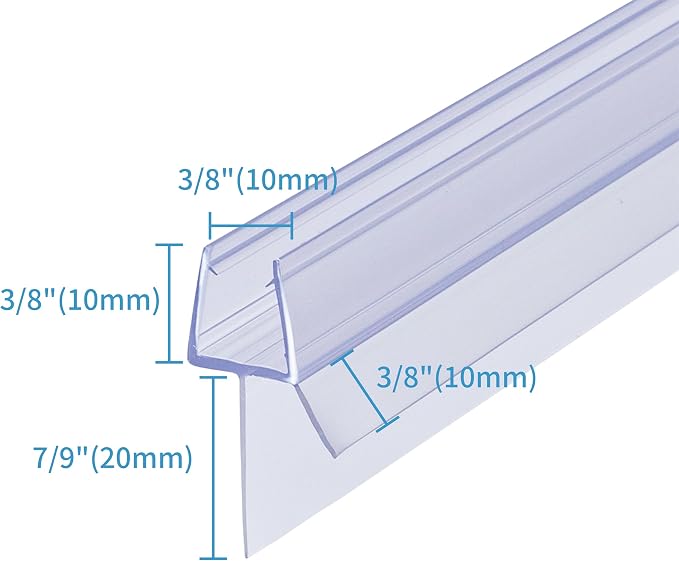 Shower Door Bottom Seal 2-Pack 3/8" x 39" Frameless Glass Shower Door Seal - Image 2