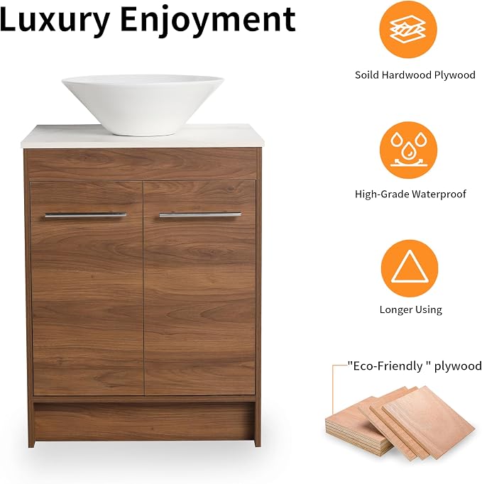 24 Inch Bathroom Vanity with Sink, Mordern Bathroom Vanity, Single Sink - Image 7