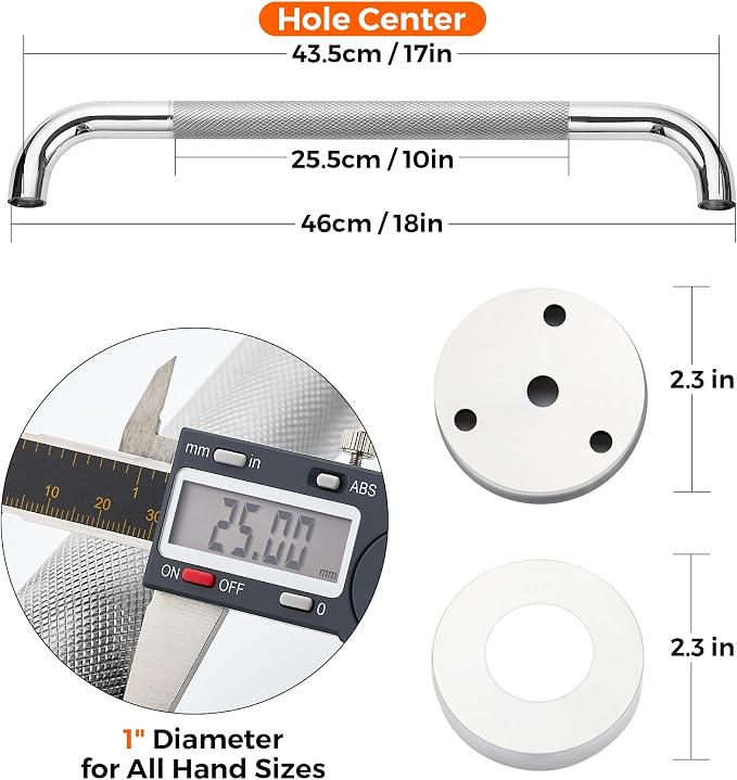 Grab Bars for Shower, 2 Pack 18-Inch Anti Slip Shower Handles for Elderly - Image 4