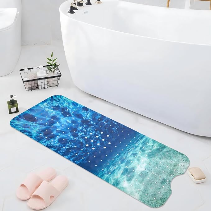 Seawater Bathtub Mat Non Slip, Ocean Waves Bath Tub Mat Baby Bath Mats - Image 7