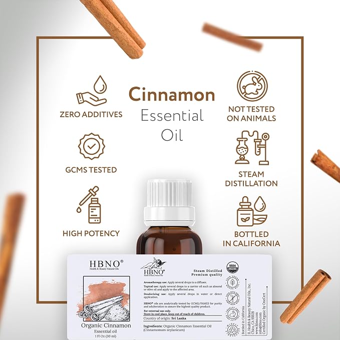 HBNO Organic Cinnamon Leaf Essential Oil - 1 oz Travel Size - USDA Certified - Image 4