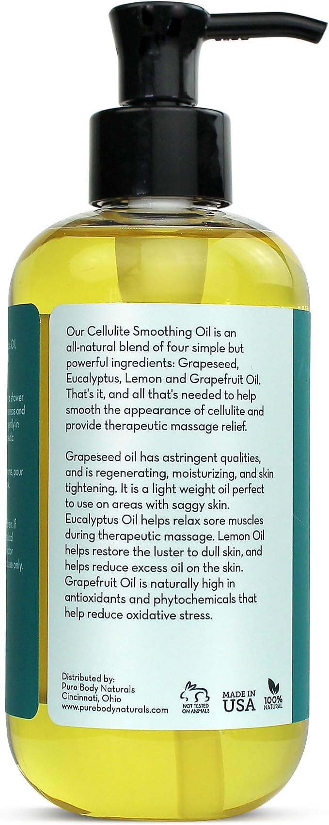 Pure Body Naturals Anti Cellulite Massage Oil, 8 fl oz | 100% Natural Cellulite - Image 6