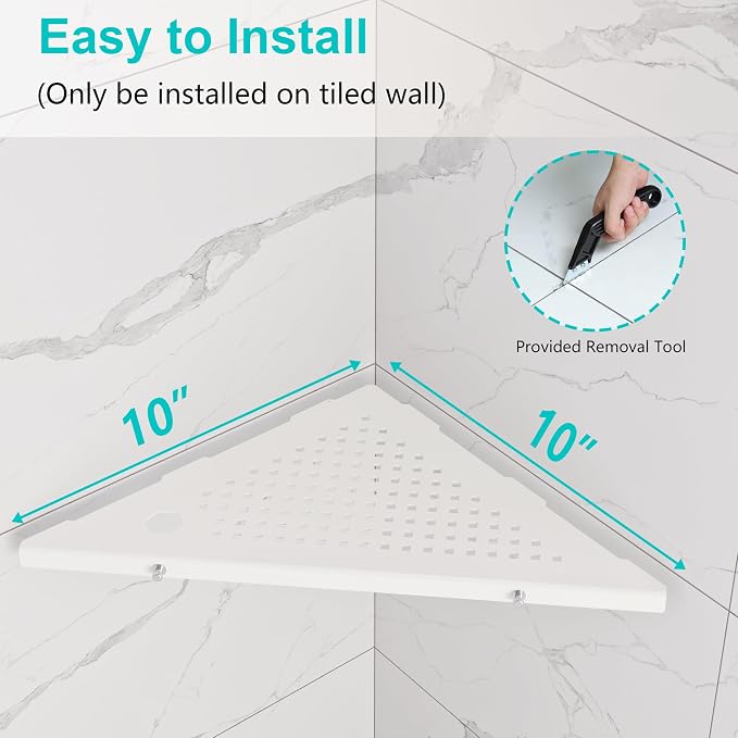 10" Bathroom Corner Shelf, 2 Pack Recessed Shower Shelf Caddy, SUS304 Stainless - Image 6