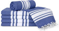 Turkish Cotton Beach Towel Pack of 6 & 1 Boho Tote Bag by Occosa-LuxuryHammamTowels