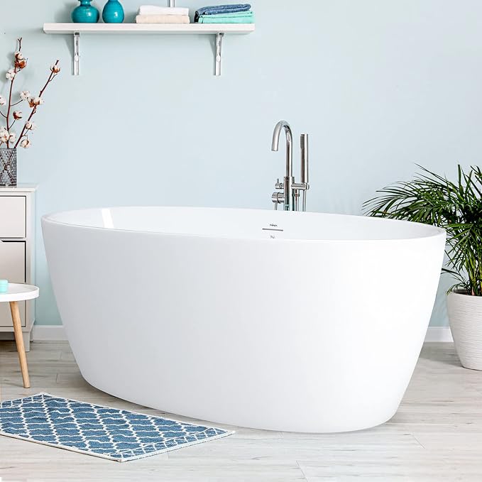 FerdY Tahiti 59" Acrylic Freestanding Bathtub, Elegant Oval Shape Bathtub - Image 3