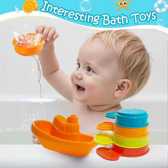 17 PCS Baby Bath Toys for Kids Ages 1-3, Mold Free No Hole Bathtub Toys - Image 8