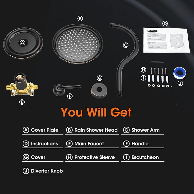 Oil Rubbed Bronze Shower System, Shower Faucet Set - Image 8