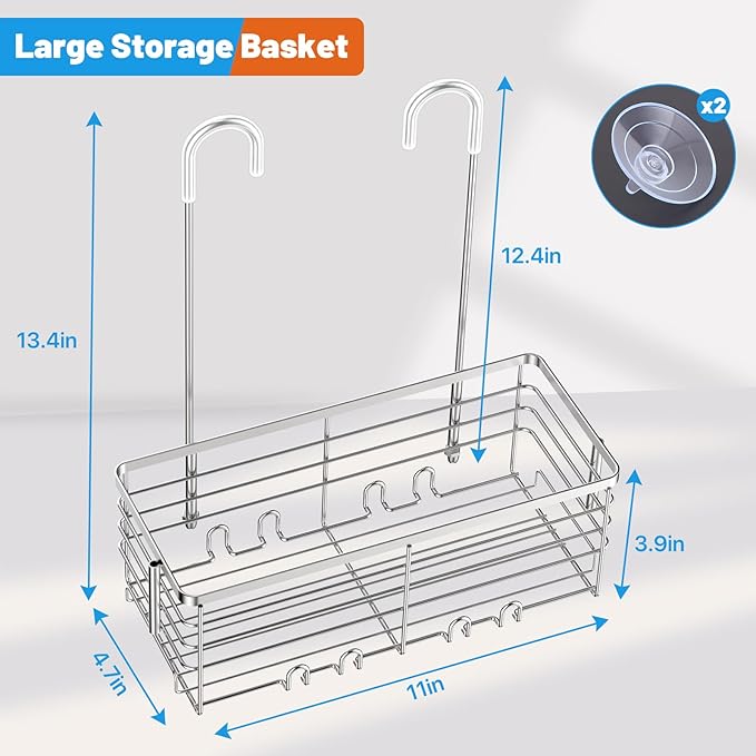 YUOROS Shower Caddy Hanging, Over the Door Shower Organizer Rack 304 Stainless - Image 6