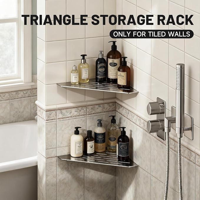 Corner Shower Shelves 10" 2 Pcs, 304 Stainless Steel Shower Corner Shelf Wall - Image 5