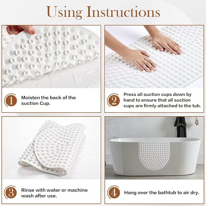 Silicone Bath Mat for Tub Non Slip, Bubble Massage Anti Slip Shower Mat - Image 5
