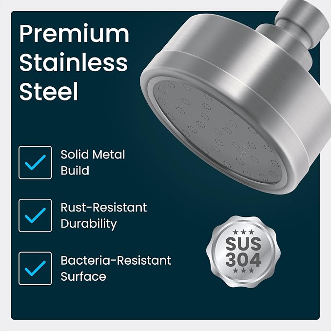 LAIFsolutions Premium Stainless Steel Shower Head – Smooth High-Pressure Spray - Image 2