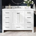 ARIEL Cambridge 48" White Bathroom Vanity, 1.5" Edge Carrara White Quartz by Ariel