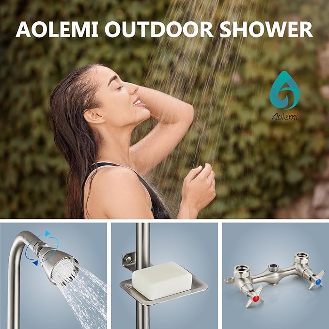 Aolemi Outdoor Shower Kit, Outdoor Shower Fixtures Faucet System - Image 2