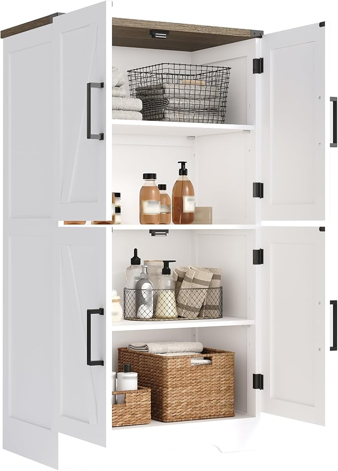 Treocho Bathroom Floor Cabinet, Farmhouse Bathroom Storage Cabinet - Image 9