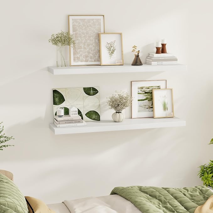White Floating Shelves Wall Shelf 48 Inch, 8 Inch Deep Floating Shelf - Image 2