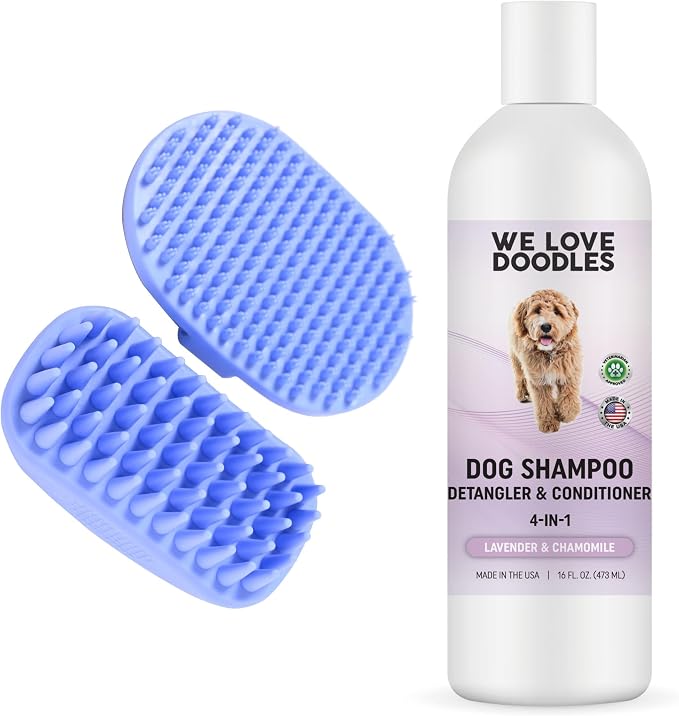 We Love Doodles Bundle 4-in-1 Non-Organic Dog Shampoo and Dog Bath Brush by WeLoveDoodles