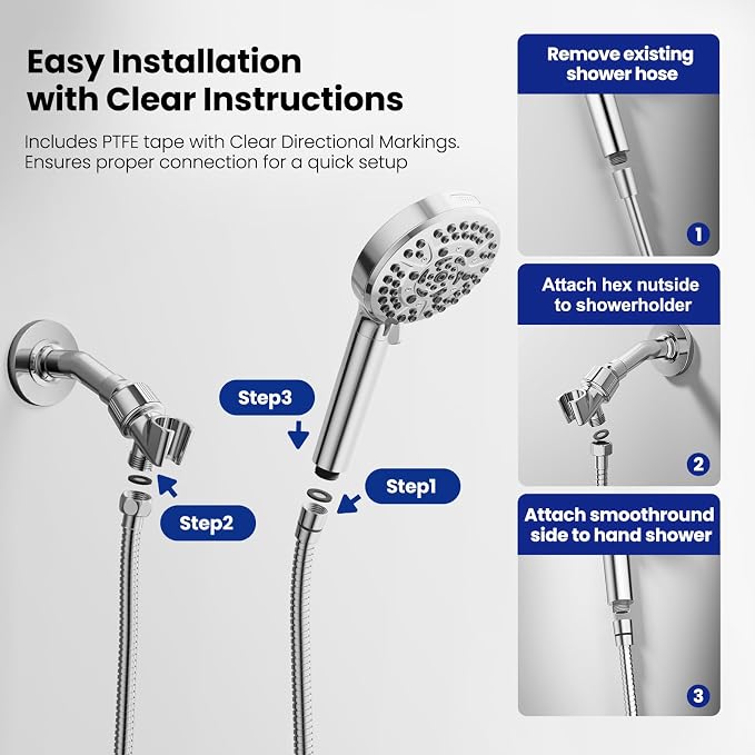 JOMOO Shower Hose, 99 Inch Extra Long Flexible Stainless Steel Handheld - Image 8