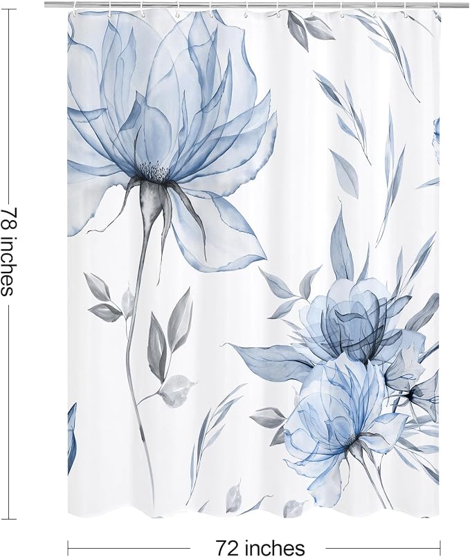 Long Boho Watercolor Floral Shower Curtain 72 x 78, Artistic 78 Inch Long - Image 6