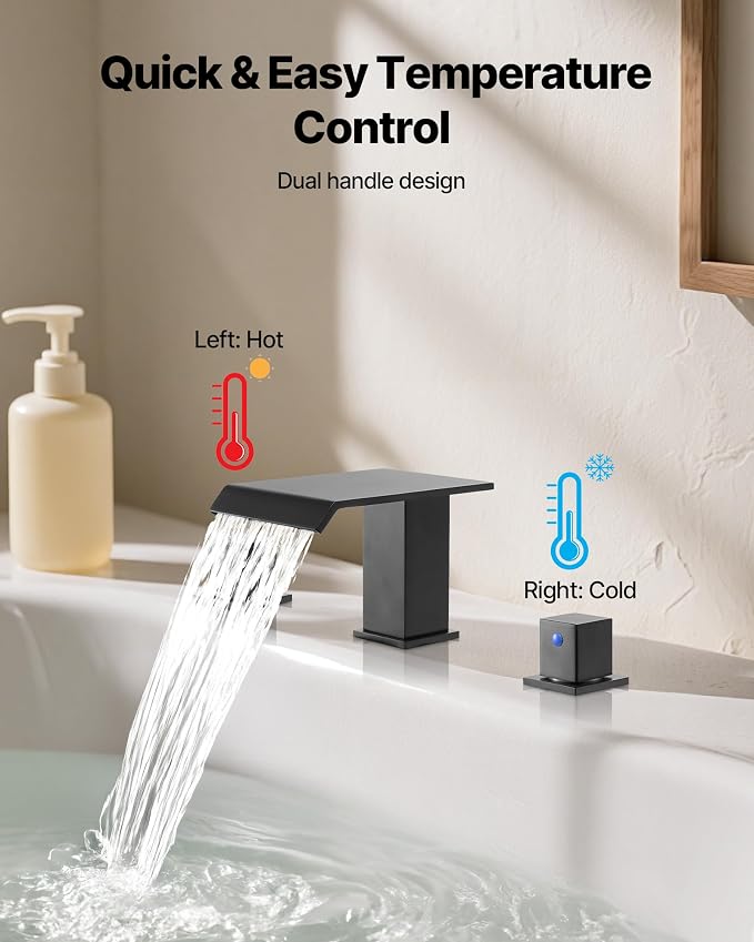VEVOR Roman Tub Faucet, 3 Hole Waterfall Bathtub Faucet, Roman Bathtub Faucets - Image 6