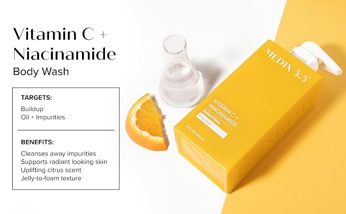 MEDIX Radiant Glow Vitamin C Body Wash W/Niacinamide | Citrus Scented Gentle - Image 8