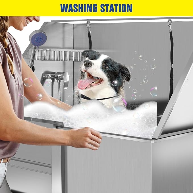 50" Stainless Steel Dog Washing Station, Pet Grooming Tub - Image 8