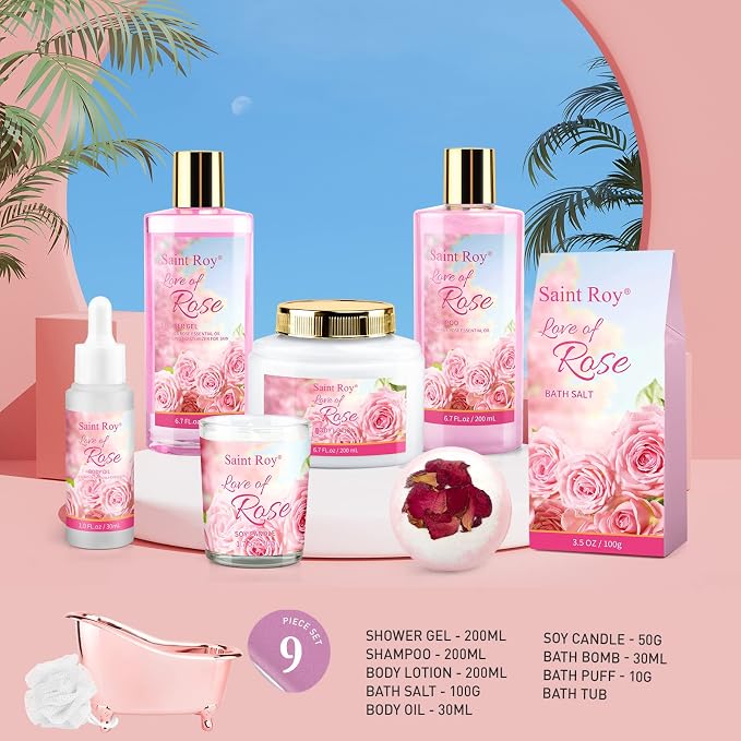 Bath Kit Christmas Gifts for Women, Spa Gifts bath Gift for Her Rose Mother Gift - Image 3