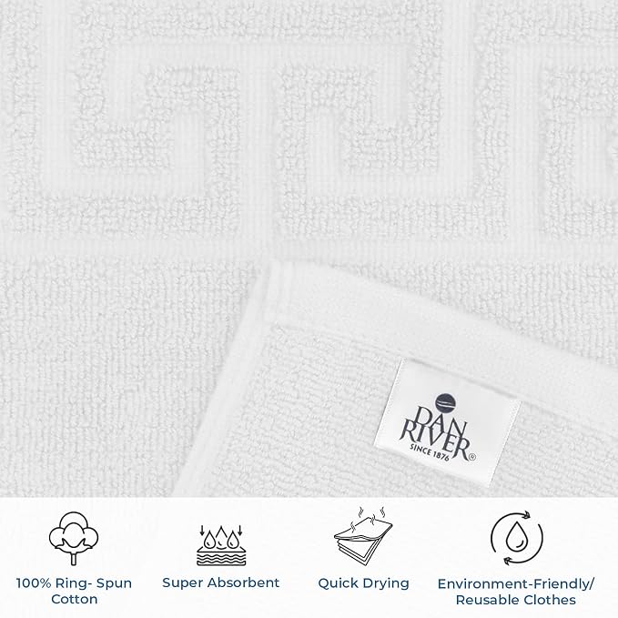 DAN RIVER Greek Cotton Bath Mats Set of 2 – Not a Bathroom Rug, Ultra Soft - Image 3