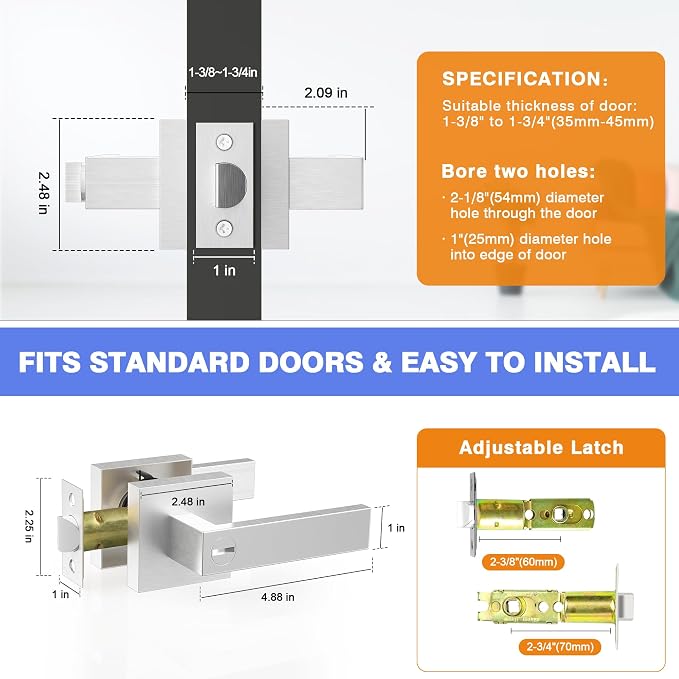 Privacy Interior Door Handle, 6 Pack Heavy Duty Door Lever - Image 3