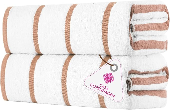 CASA COPENHAGEN Cabana Pool 2 Pieces Large Bath Sheet Set 70" x 35", 550 GSM by CASACOPENHAGEN