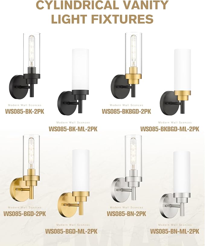 Emak Brushed Nickel Sconces Wall Lighting, Modern Vanity Lights - Image 7