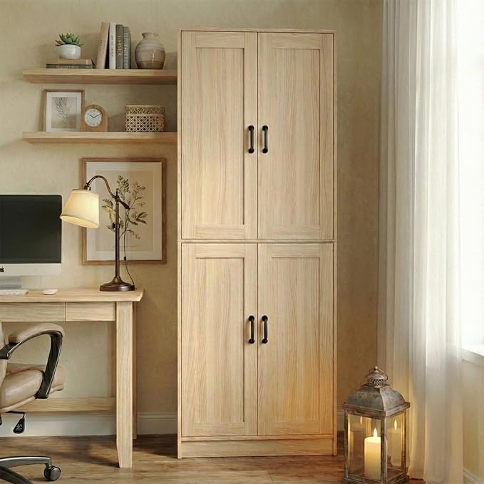 71" Tall Kitchen Pantry Cabinet, Freestanding Food Storage Organizer - Image 8