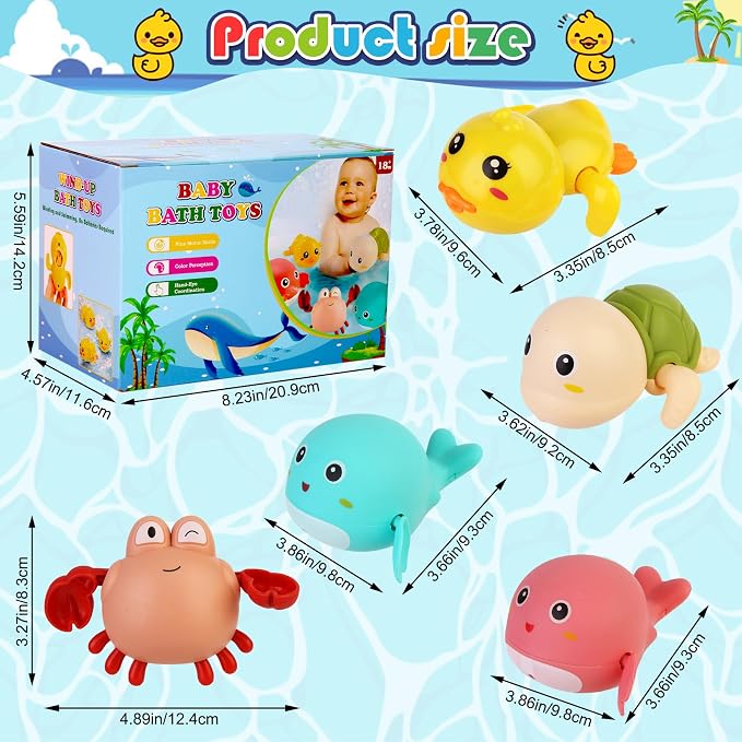 Baby Bath Toys 5 Pcs Set, Wind Up Bath Toys - Image 5
